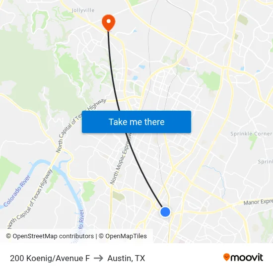 200 Koenig/Avenue F to Austin, TX map