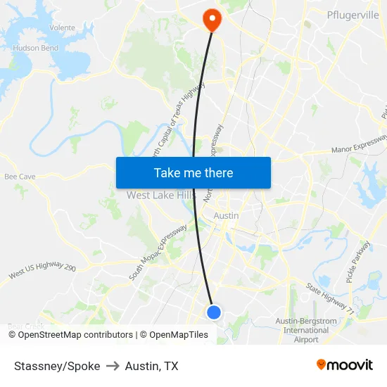 Stassney/Spoke to Austin, TX map