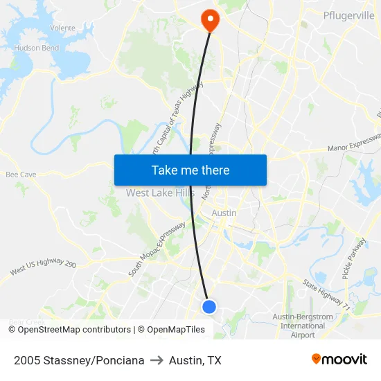 2005 Stassney/Ponciana to Austin, TX map