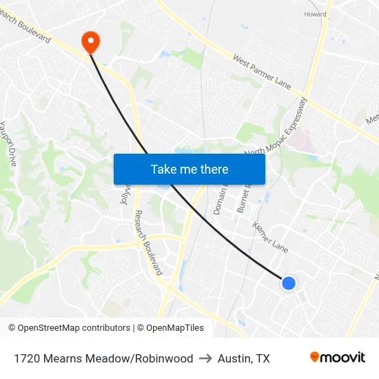 1720 Mearns Meadow/Robinwood to Austin, TX map