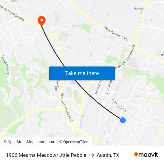 1906 Mearns Meadow/Little Pebble to Austin, TX map