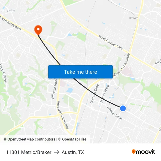 11301 Metric/Braker to Austin, TX map