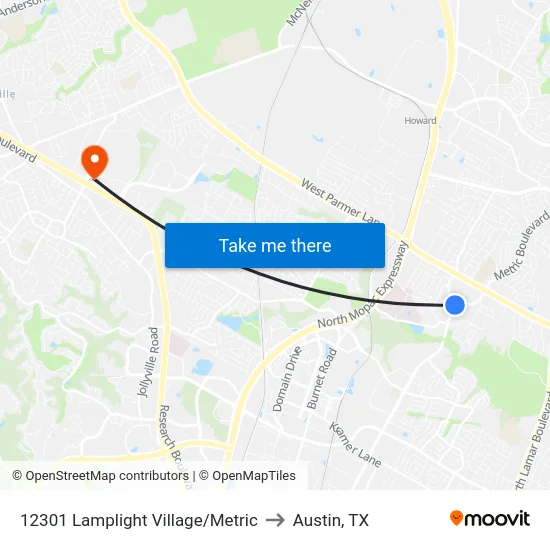12301 Lamplight Village/Metric to Austin, TX map