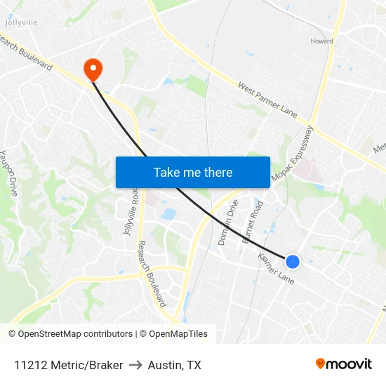 11212 Metric/Braker to Austin, TX map