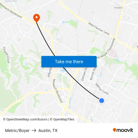 Metric/Boyer to Austin, TX map