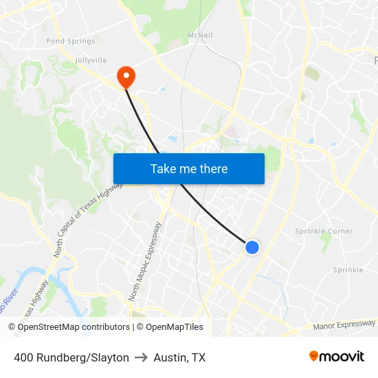 400 Rundberg/Slayton to Austin, TX map