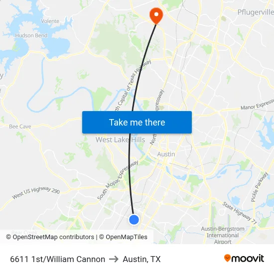6611 1st/William Cannon to Austin, TX map