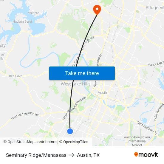 Seminary Ridge/Manassas to Austin, TX map