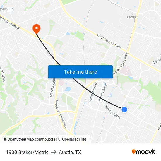 1900 Braker/Metric to Austin, TX map