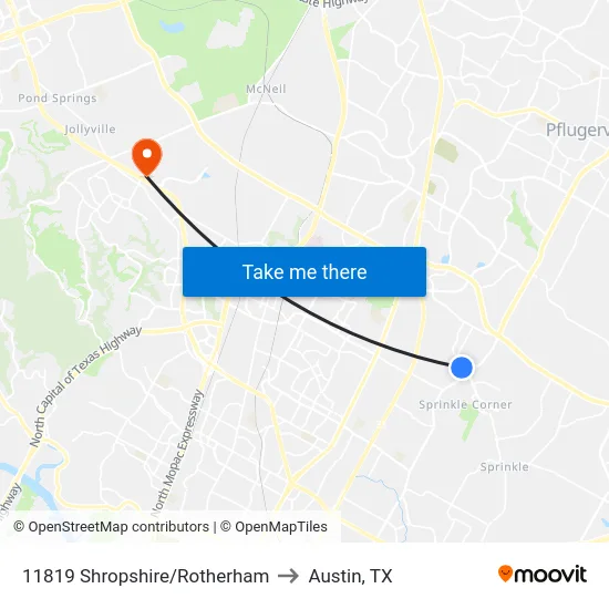 11819 Shropshire/Rotherham to Austin, TX map