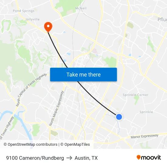 9100 Cameron/Rundberg to Austin, TX map
