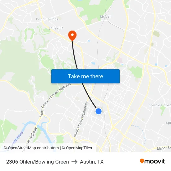 2306 Ohlen/Bowling Green to Austin, TX map