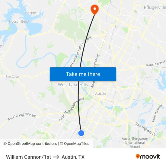 William Cannon/1st to Austin, TX map