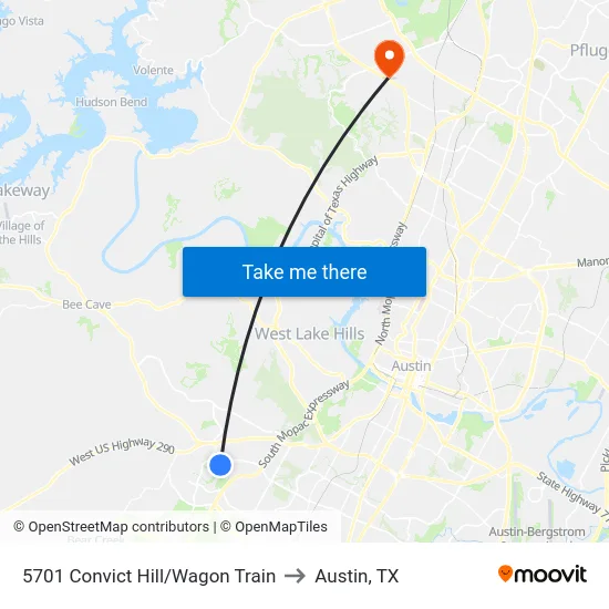 5701 Convict Hill/Wagon Train to Austin, TX map