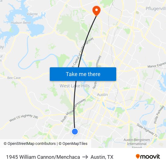 1945 William Cannon/Menchaca to Austin, TX map