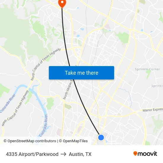 4335 Airport/Parkwood to Austin, TX map