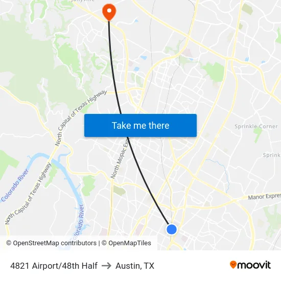 4821 Airport/48th Half to Austin, TX map