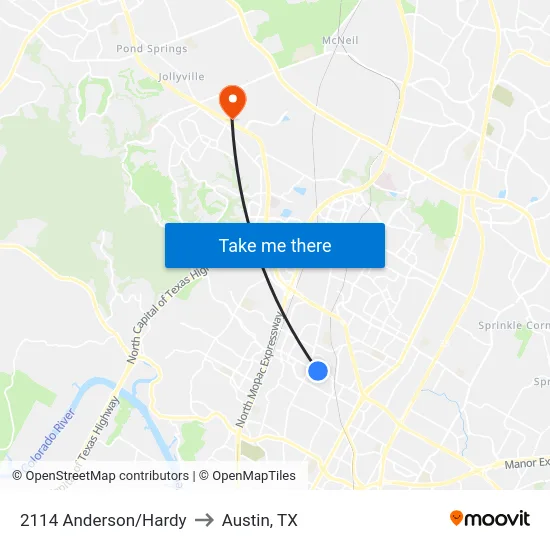 2114 Anderson/Hardy to Austin, TX map