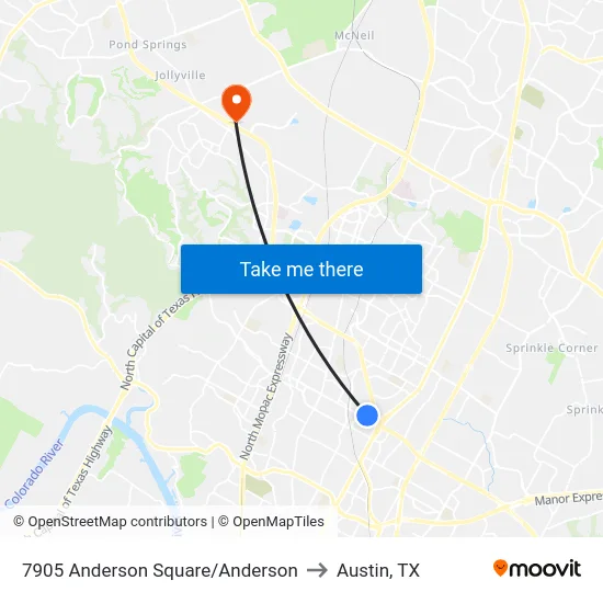 7905 Anderson Square/Anderson to Austin, TX map