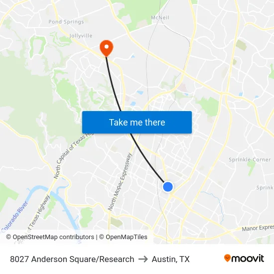 8027 Anderson Square/Research to Austin, TX map