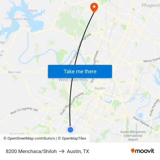8200 Menchaca/Shiloh to Austin, TX map