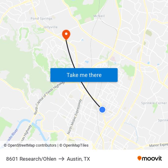 8601 Research/Ohlen to Austin, TX map