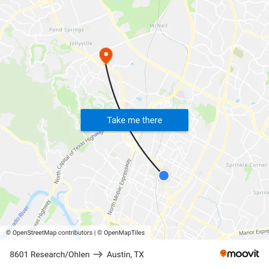 8601 Research/Ohlen to Austin, TX map