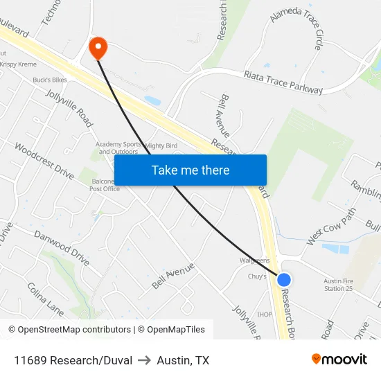 11689 Research/Duval to Austin, TX map