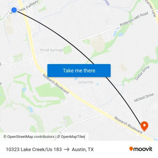 10323 Lake Creek/Us 183 to Austin, TX map