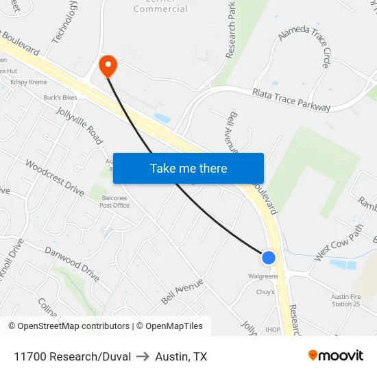 11700 Research/Duval to Austin, TX map