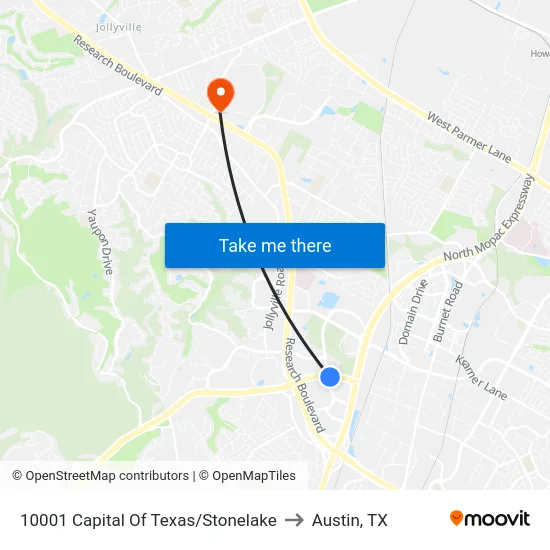 10001 Capital Of Texas/Stonelake to Austin, TX map