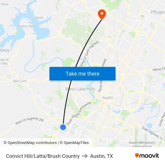 Convict Hill/Latta/Brush Country to Austin, TX map