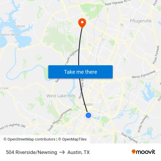 504 Riverside/Newning to Austin, TX map