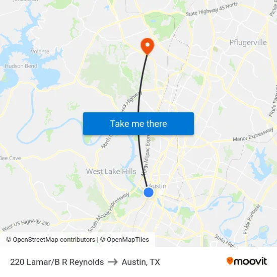 220 Lamar/B R Reynolds to Austin, TX map