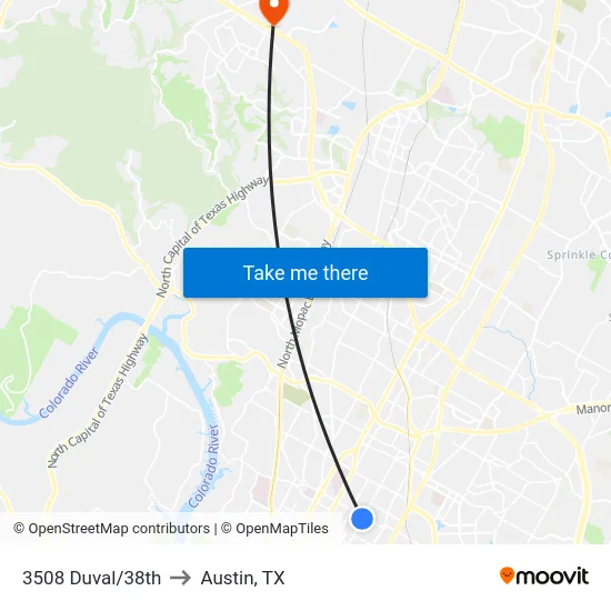 3508 Duval/38th to Austin, TX map