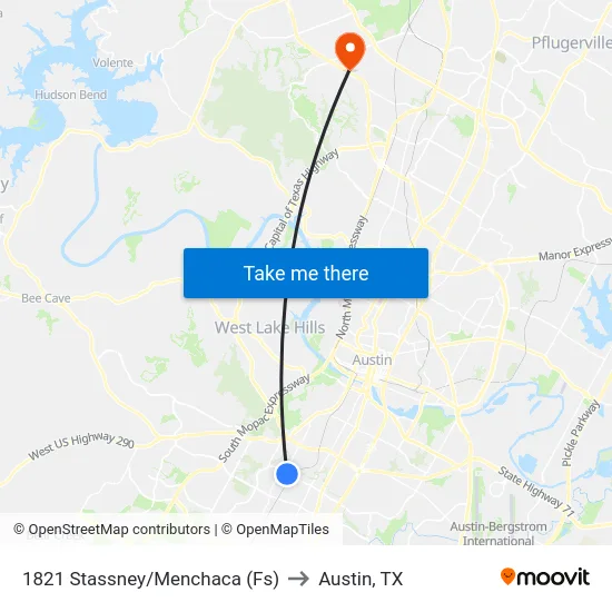 1821 Stassney/Menchaca (Fs) to Austin, TX map