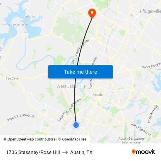 1706 Stassney/Rose Hill to Austin, TX map
