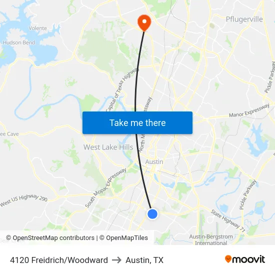 4120 Freidrich/Woodward to Austin, TX map