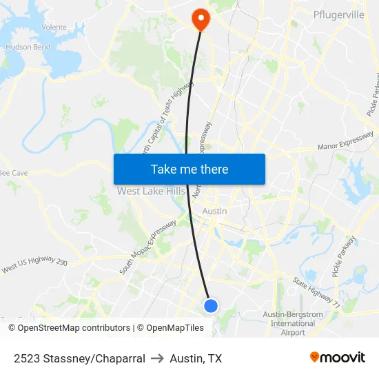 2523 Stassney/Chaparral to Austin, TX map