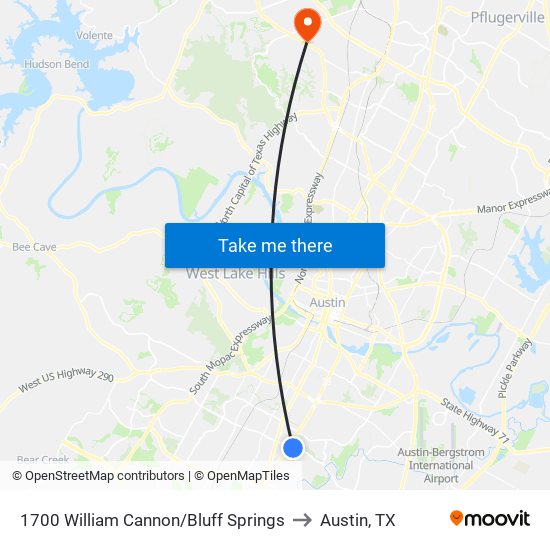 1700 William Cannon/Bluff Springs to Austin, TX map