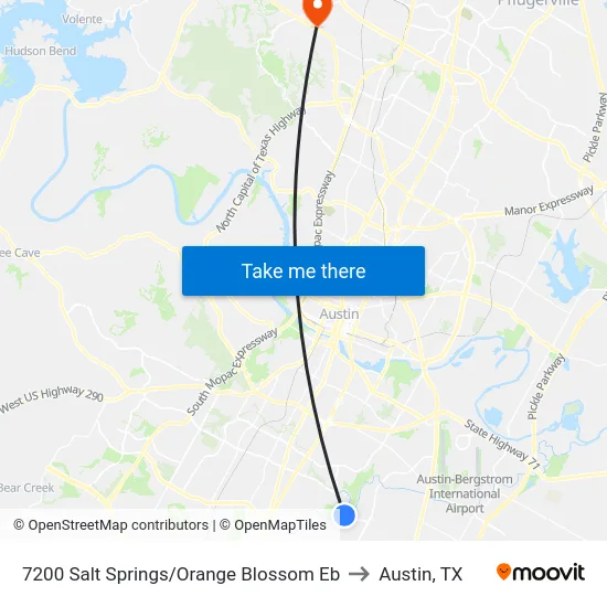 7200 Salt Springs/Orange Blossom Eb to Austin, TX map