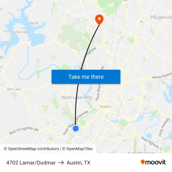 4702 Lamar/Dudmar to Austin, TX map