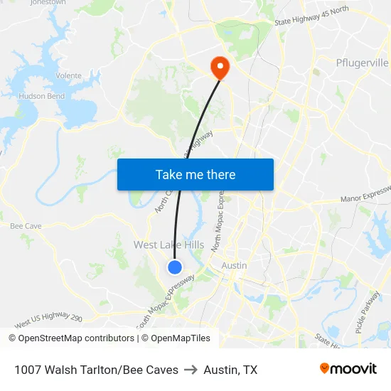 1007 Walsh Tarlton/Bee Caves to Austin, TX map