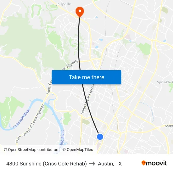 4800 Sunshine (Criss Cole Rehab) to Austin, TX map
