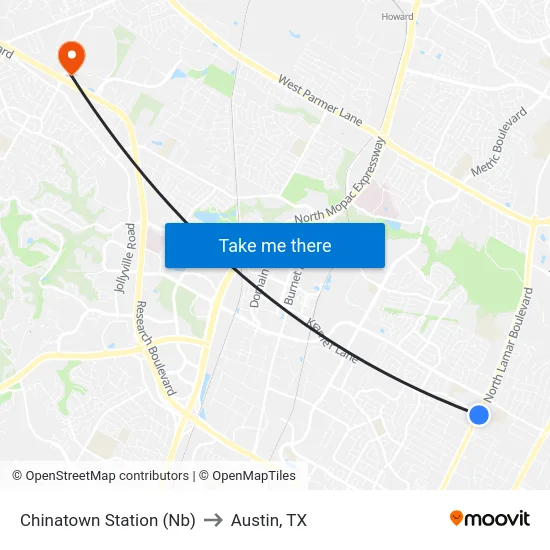 Chinatown Station (Nb) to Austin, TX map