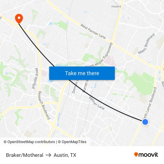 Braker/Motheral to Austin, TX map