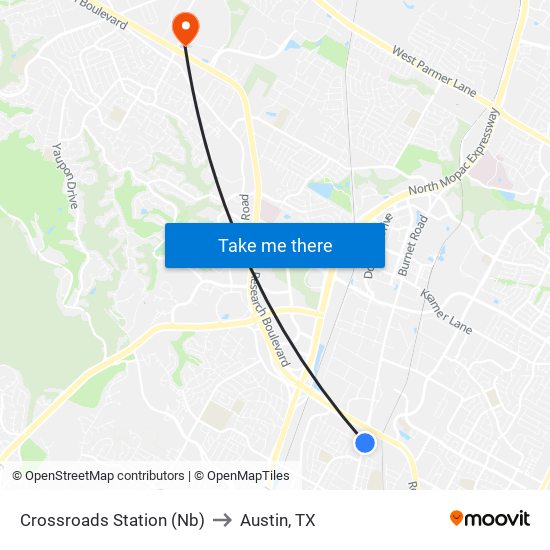 Crossroads Station (Nb) to Austin, TX map