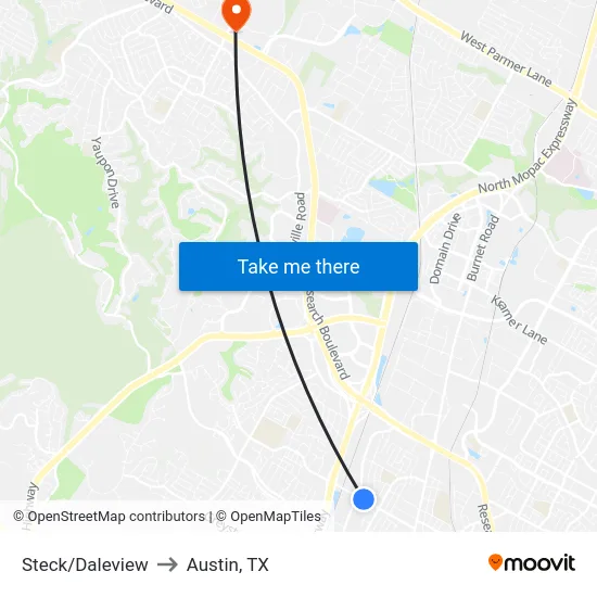 Steck/Daleview to Austin, TX map