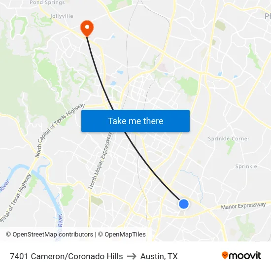 7401 Cameron/Coronado Hills to Austin, TX map