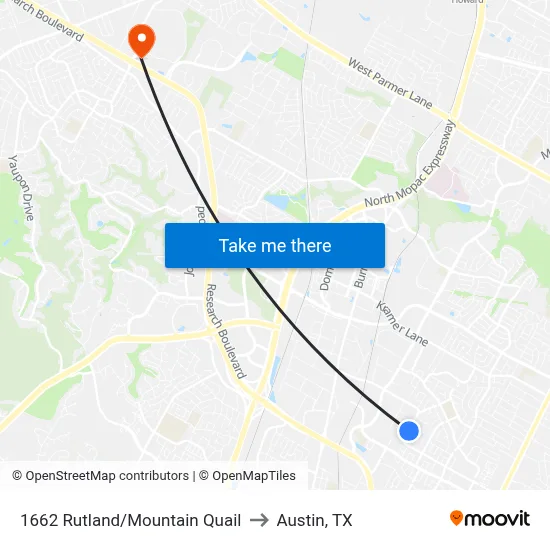 1662 Rutland/Mountain Quail to Austin, TX map